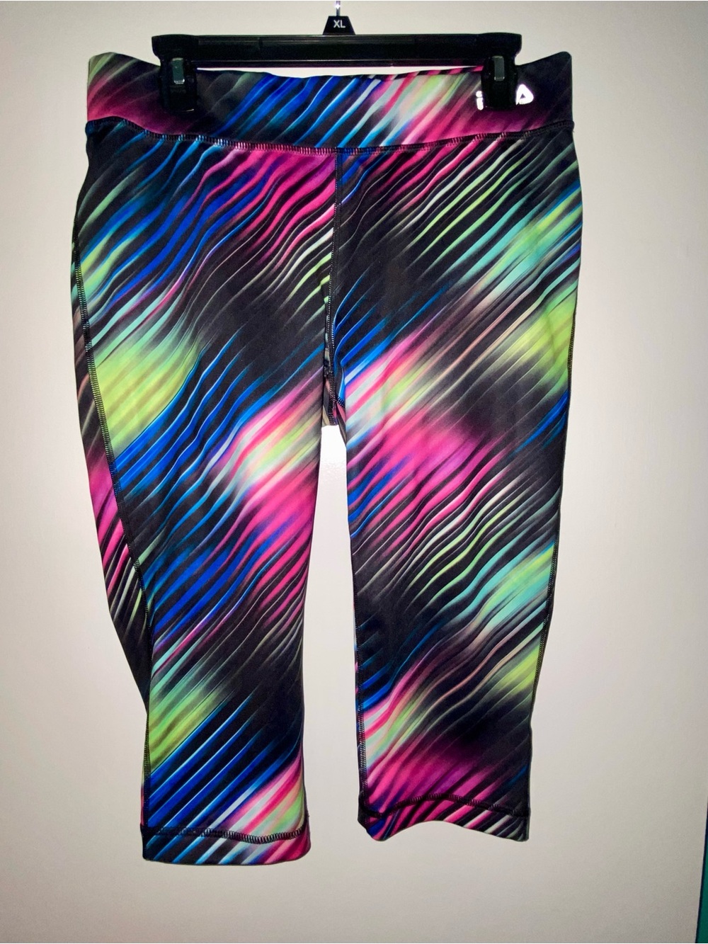 Fila Women’s Neon Wave Capri Leggings - Black, Pink, Blue, Green